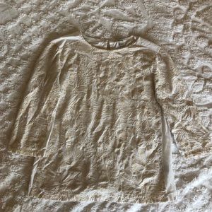 J Crew cream embroidered top